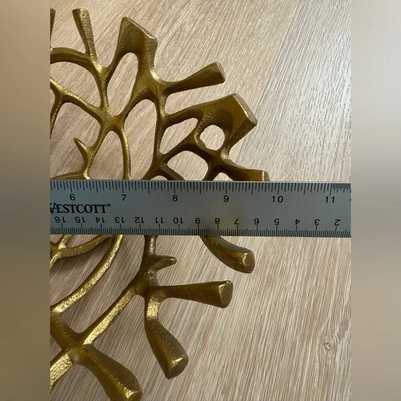Designer Gold Coral Reef Nautical Stunning Metal Bowl Coastal Decor Functional